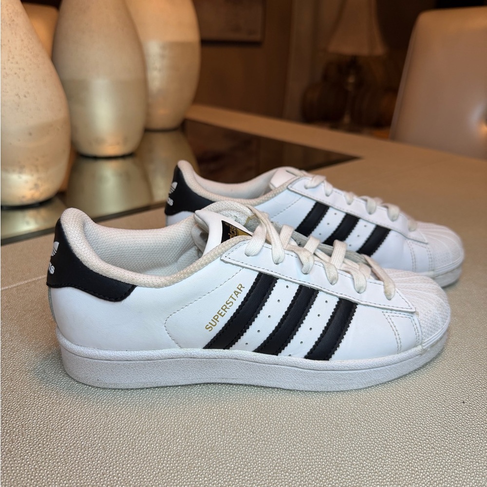Adidas Kids Superstar White with Black Stripes